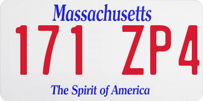 MA license plate 171ZP4
