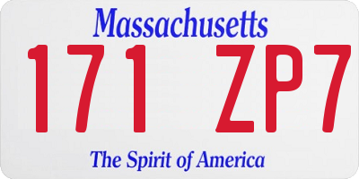 MA license plate 171ZP7