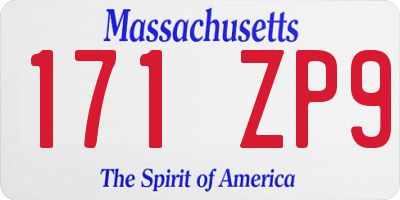 MA license plate 171ZP9