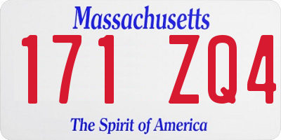 MA license plate 171ZQ4
