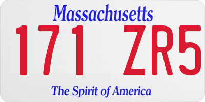 MA license plate 171ZR5