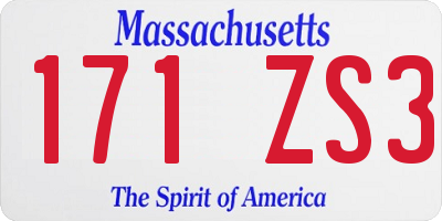 MA license plate 171ZS3