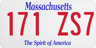 MA license plate 171ZS7