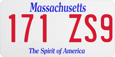 MA license plate 171ZS9