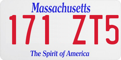 MA license plate 171ZT5