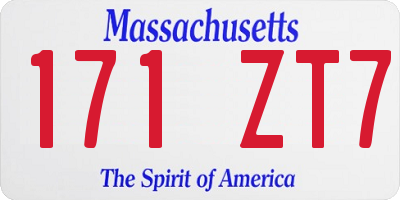 MA license plate 171ZT7