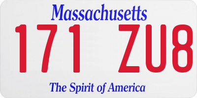 MA license plate 171ZU8