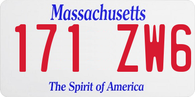 MA license plate 171ZW6