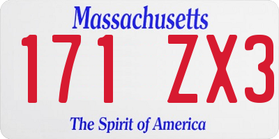 MA license plate 171ZX3