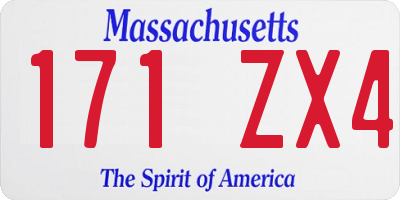 MA license plate 171ZX4
