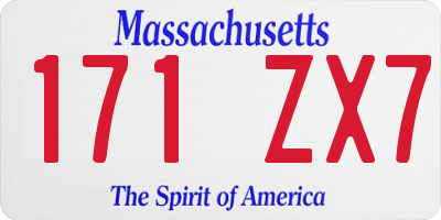 MA license plate 171ZX7