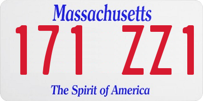 MA license plate 171ZZ1