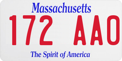 MA license plate 172AA0