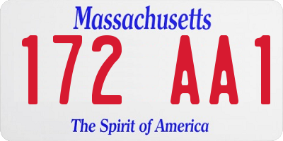 MA license plate 172AA1