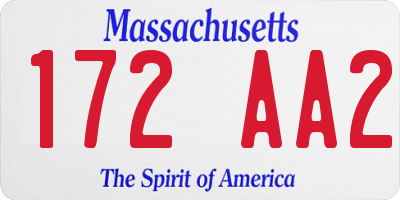 MA license plate 172AA2