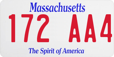 MA license plate 172AA4