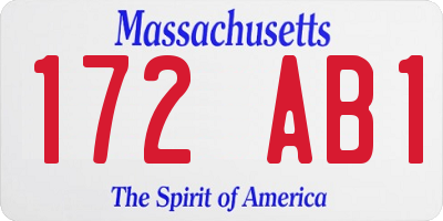 MA license plate 172AB1