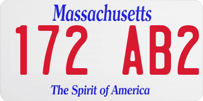 MA license plate 172AB2