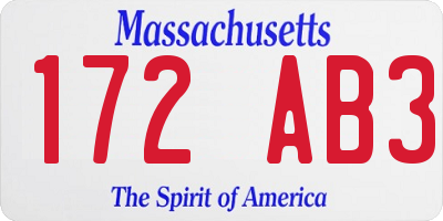 MA license plate 172AB3