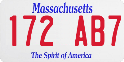 MA license plate 172AB7