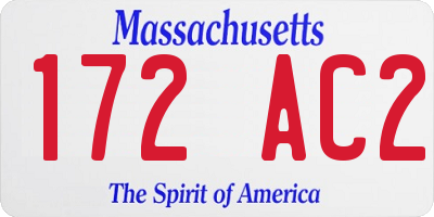 MA license plate 172AC2
