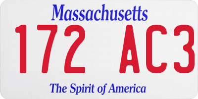 MA license plate 172AC3