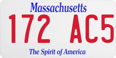 MA license plate 172AC5