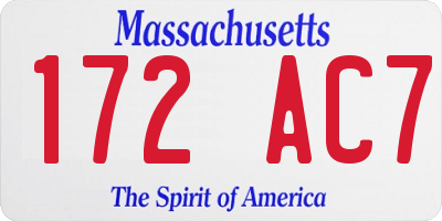 MA license plate 172AC7