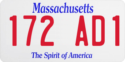 MA license plate 172AD1