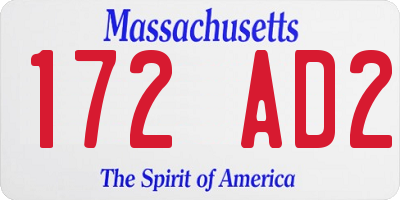 MA license plate 172AD2