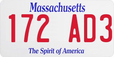 MA license plate 172AD3