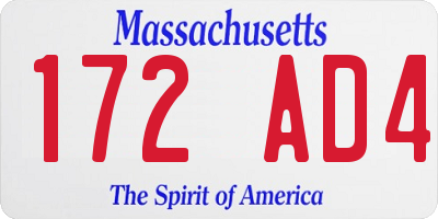 MA license plate 172AD4