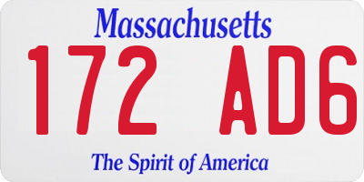 MA license plate 172AD6