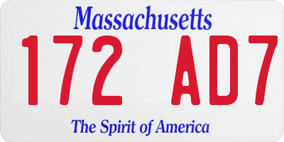 MA license plate 172AD7