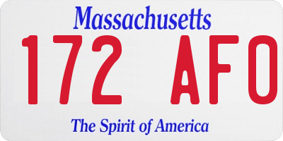 MA license plate 172AF0