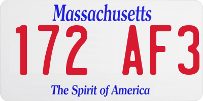 MA license plate 172AF3