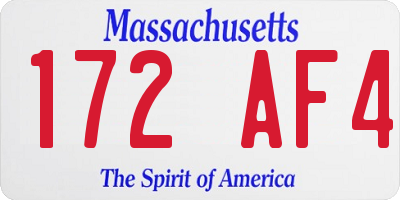 MA license plate 172AF4