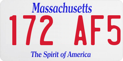 MA license plate 172AF5