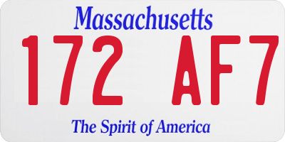 MA license plate 172AF7