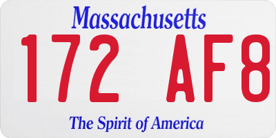 MA license plate 172AF8