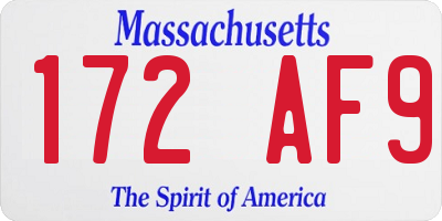 MA license plate 172AF9