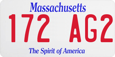 MA license plate 172AG2