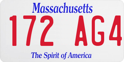 MA license plate 172AG4