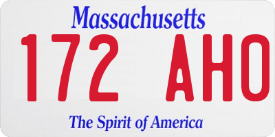MA license plate 172AH0