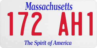 MA license plate 172AH1