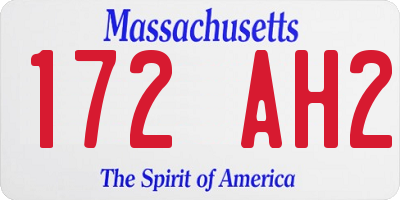MA license plate 172AH2