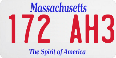MA license plate 172AH3