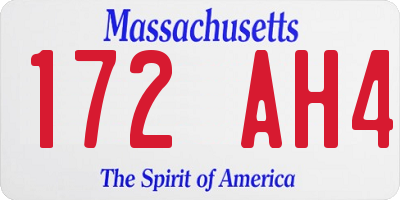 MA license plate 172AH4