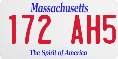 MA license plate 172AH5