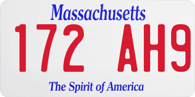 MA license plate 172AH9
